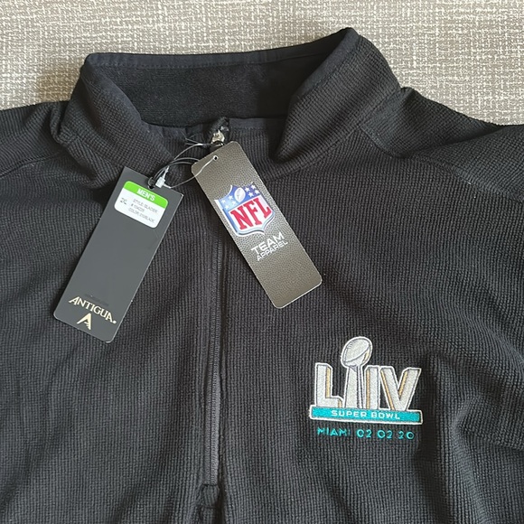 SUPER BOWL MIAMI LIV ANTIGUA MENS BLACK GLACIER LONG SLEEVE 1/4 ZIP PULLOVER XXL - Picture 3 of 11